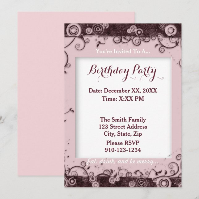 Créez votre propre invitation de fête d'anniversai (Devant / Derrière)