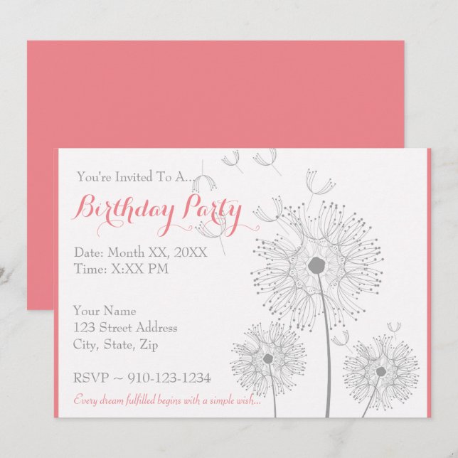 Créez votre propre invitation de fête d'anniversai (Devant / Derrière)