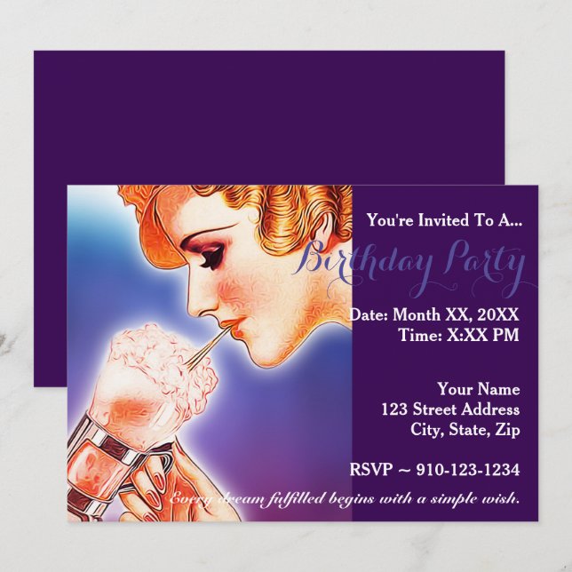 Créez votre propre invitation de fête d'anniversai (Devant / Derrière)