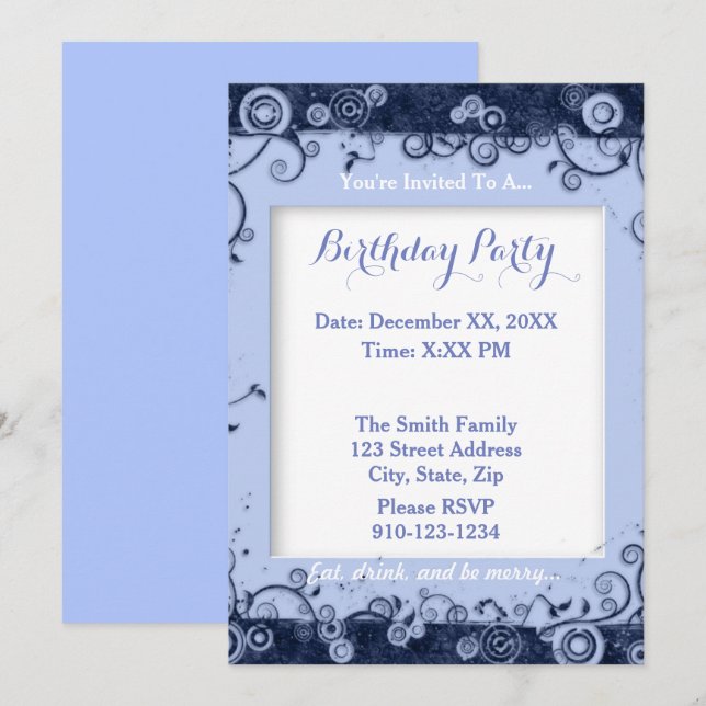 Créez votre propre invitation de fête d'anniversai (Devant / Derrière)