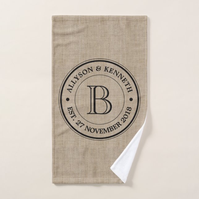 Créez votre propre logo Burlap Anniversaire Monogr (Serviette à main)