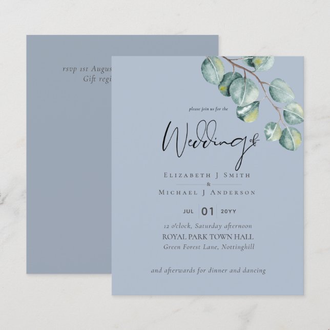 Créez votre propre Mariage de verdure Eucalyptus p (Devant / Derrière)