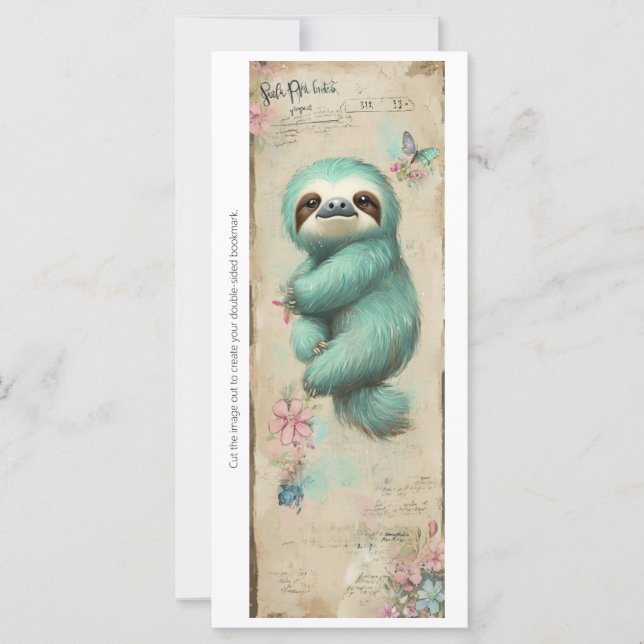 Créez votre propre marque-page sloth sarcelle doux (Devant)