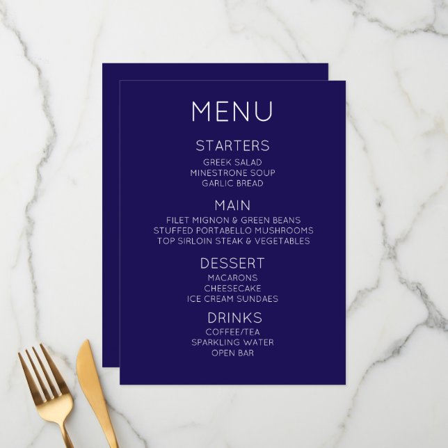 Créez Votre Propre Menu Personnalisé (Devant/Arrière en situation)