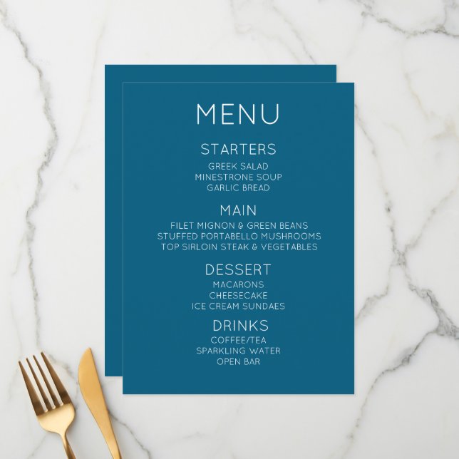 Créez Votre Propre Menu Personnalisé (Devant/Arrière en situation)