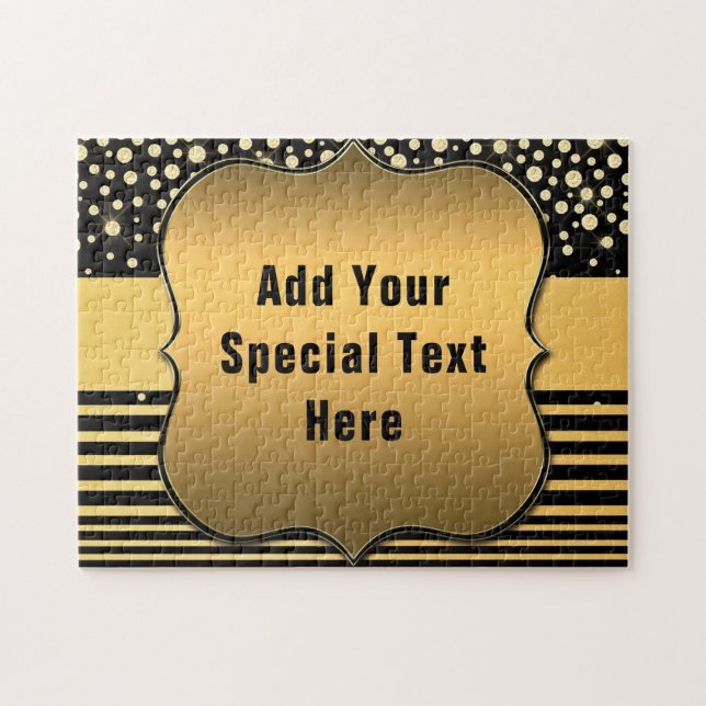 Créez votre propre puzzle d'or noir avec du texte  (Horizontal)