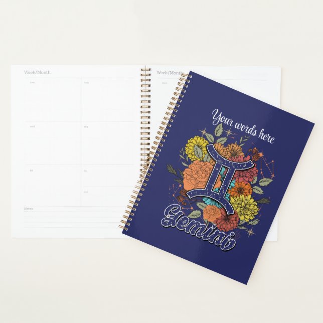 Créez votre propre starry floral Gemini Zodiac (Devant avec enveloppe)