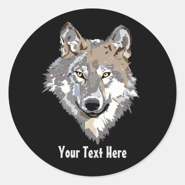 Créez votre propre Sticker rond Wolf gris classiqu (Devant)