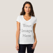 T-shirt col en V en jersey +Canvas pour femmes (Devant entier)