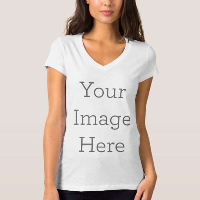 T-shirt col en V en jersey +Canvas pour femmes (Devant)
