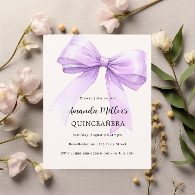 Crème arc lavande Quinceanera invitation (Créateur téléchargé)
