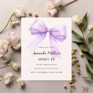 Crème arc lavande Sweet 16 invitation