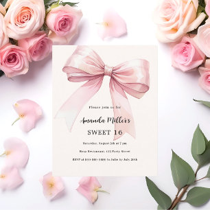 Crème arc rose élégant SWEET 16 invitation