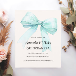 Crème arc verte turquoise Quinceanera invitation