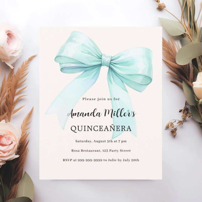 Crème arc verte turquoise Quinceanera invitation (Créateur téléchargé)