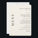 Crème Arrondi Mariage Réception Menu Invitation<br><div class="desc">Carte mariage moderne arrondie crème.</div>