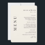 Crème Arrondi Mariage Réception Menu Invitation<br><div class="desc">Carte mariage moderne arrondie crème.</div>