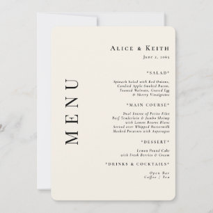 Crème Arrondi Mariage Réception Menu Invitation