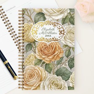 Crème beige vintage Roses et cadre orné