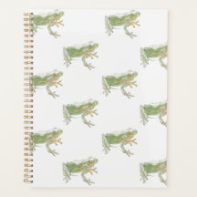 Crème Blanc Sage Vert Aquarelle Grenouille Motif