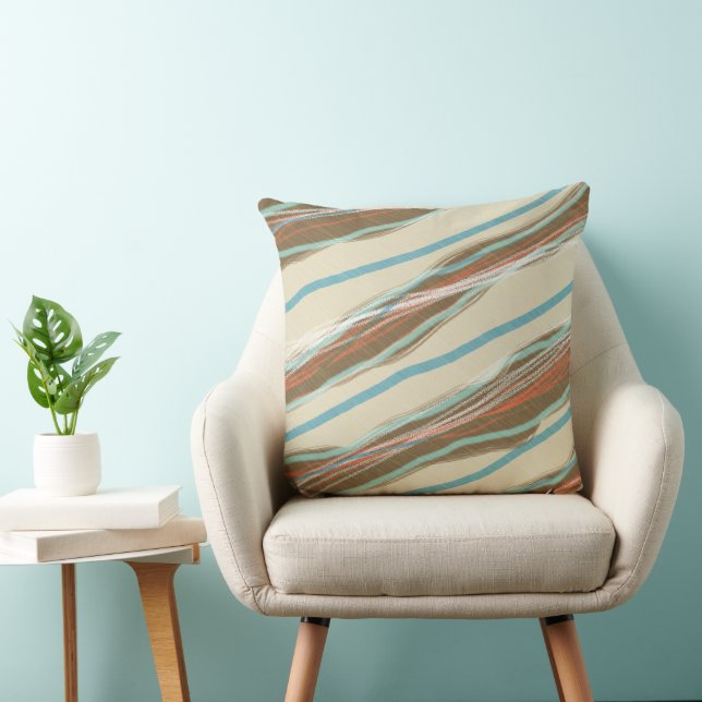 Crème Bleue Brown Oreillers à lancer irrégulier (Chaise)