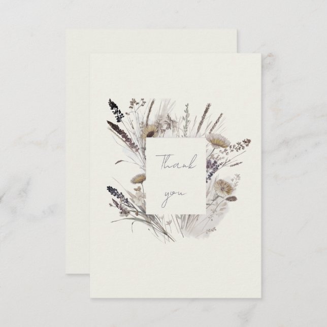 Crème Boho Wildlflower Baby shower Merci (Devant / Derrière)