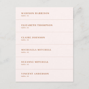 Crème Burnt Orange Terracotta Mariage Carte Place