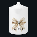 Crème chic blanc argent glam Bow Love<br><div class="desc">Crème chic Blanc Silver Glam Bow amour</div>