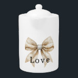 Crème chic blanc argent glam Bow Love<br><div class="desc">Crème chic Blanc Silver Glam Bow amour</div>