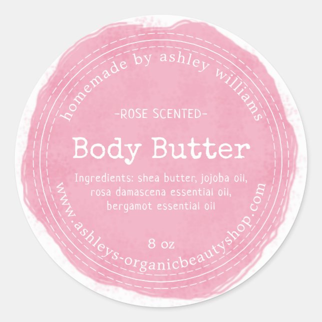 Crème Corporelle Maison Rose Biologique Étiquette  (Devant)