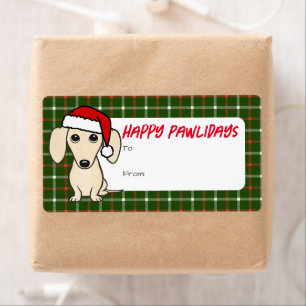 Crème Dachshund Joli Noël À De Étiquette Cadeau