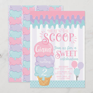 Crème de glace Anniversaire Fête Invitation Cône d