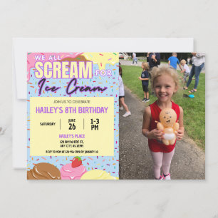 Crème de glace Anniversaire Fête Photo Invitation
