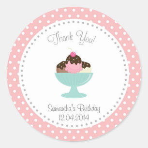 Crème de glace Anniversaire Merci Sticker rose