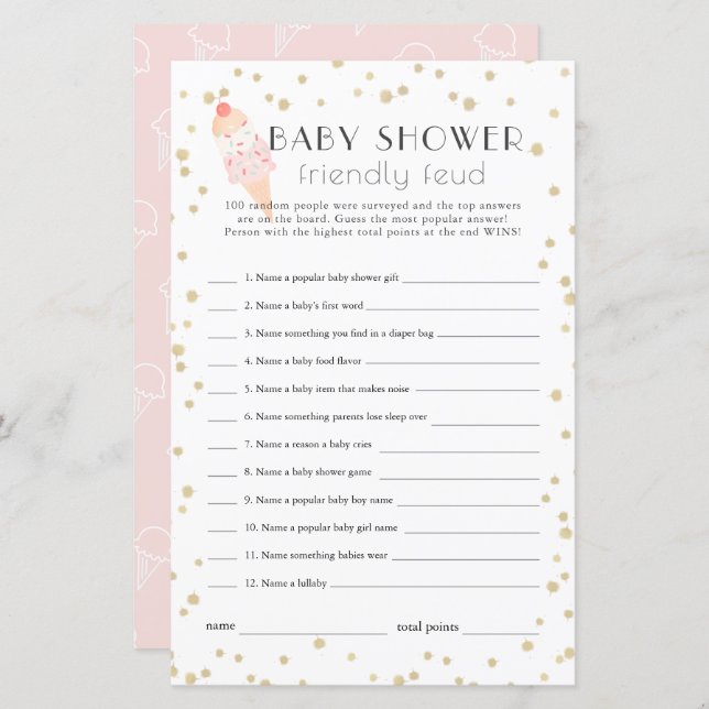 Crème de glace Baby shower rose Famille Conviviale (Devant / Derrière)