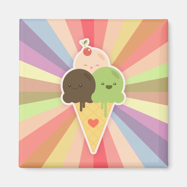 Crème de glace de Kawaii aimant arc-en-ciel (Devant)