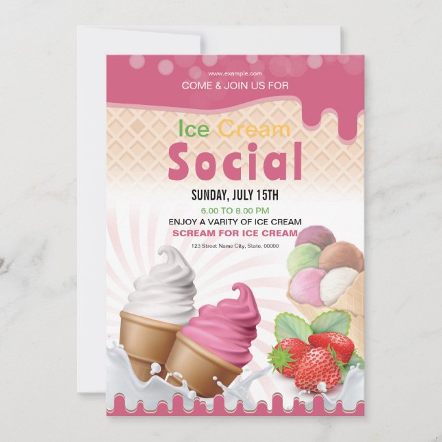 Crème de glace Invitation sociale Flyer Modèle (Devant)