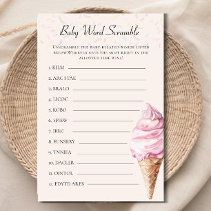 Crème de glace rose Bébé Mot Scramble Jeu