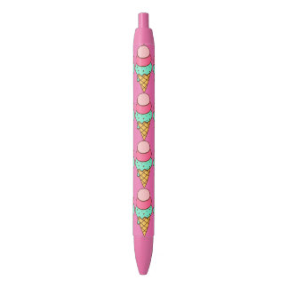 Crème de glace rose cônes stylos écriture
