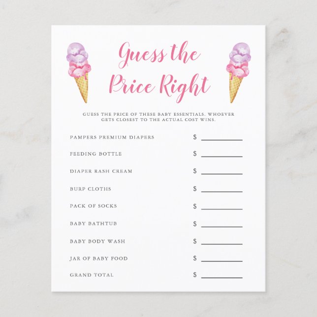 Crème De Glace Rose Devinez Le Prix Bon Jeu (Devant)