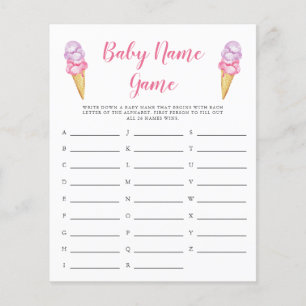 Crème de glace rose Nom de bébé Douche Jeu