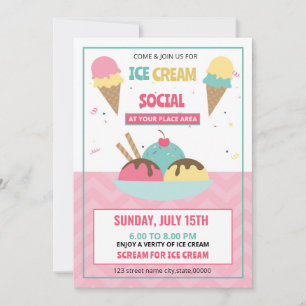 Crème de glace Social Party Invitation Flyer Modèl