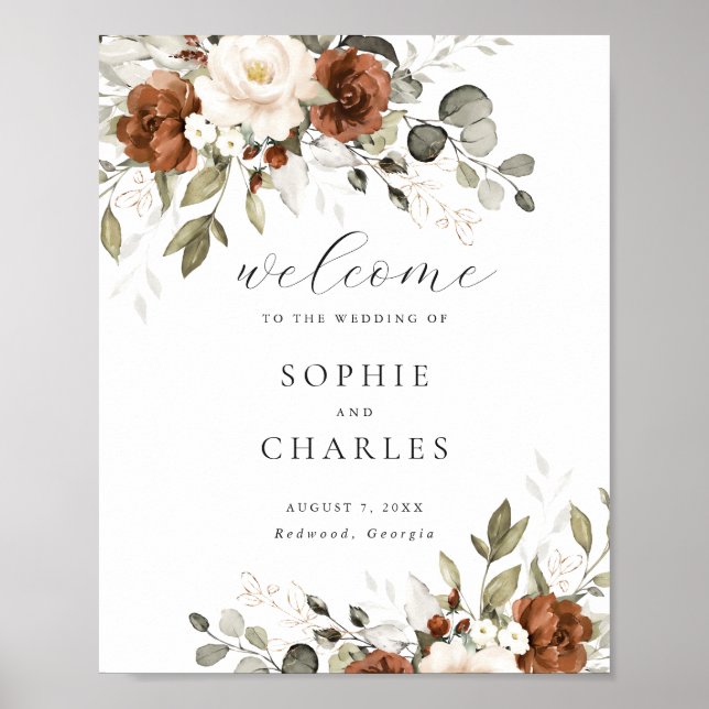Crème de rouille florale Affiche de bienvenue Mari (Devant)