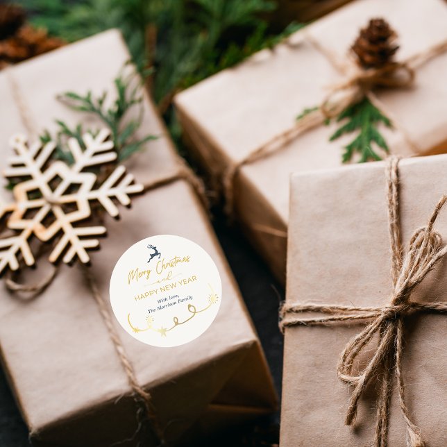 Crème Doodle Stars Joyeux Sticker de Noël (Cream Doodle Stars Merry Christmas Holiday Sticker)