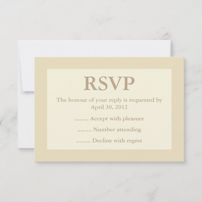 Crème & Ecru Event Répondre, RSVP ou Cartes de Rép (Devant)