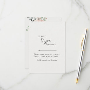Crème Élégant Blush Floral Wedding RSVP