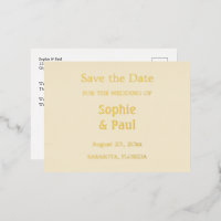 Crème Enregistrer la date Gold Foil Invitation Car