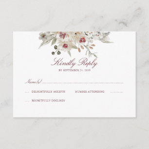 Crème et Marsala Aquarelles Mariage RSVP