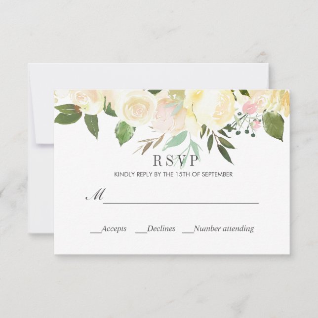 Crème et SAGE | Printemps classique MARIAGE RSVP (Devant)