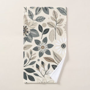 Crème et Vert Sauge Motif Floral Moderne Audacieux